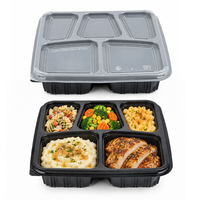 Boîte à lunch jetable micro-ondable à 5 compartiments, récipient de stockage alimentaire pour l'emballage des restaurants, pour les sandwichs et les nouilles