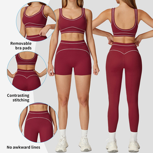 ชุดโยคะสีสันตัดกันทรงเข้ารูป TZ7028 สายคล้องไหล่คู่ เอวสูง ชุดออกกำลังกายสำหรับผู้หญิง ชุดวิ่งออกกำลังกาย - Product Image 2