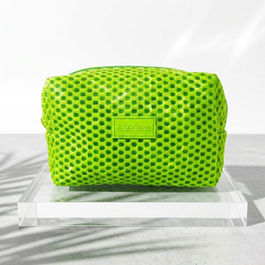 Bolsa de Maquillaje de Malla de Nido de Abeja Verde Neón Vibrante, Bolsa Cosmética de Red 3D Transpirable de Lujo para Mujer, Organizador de Artículos de Aseo para GWP - Product Image 2
