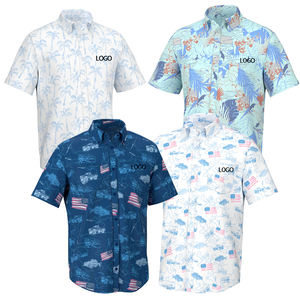 เสื้อเชิ้ตชายหาดแบบมีปก ปกตั้ง ผลิตตามสั่ง (OEM) ผ้าโพลีเอสเตอร์ 100% (21% โพลีเอสเตอร์ 8% สแปนเด็กซ์) แขนสั้น สำหรับตกปลา กันน้ำ - Product Image 1