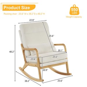 Mid Century Accent Chair with High Backrest Removable Glider Rocker for <strong>Nursery</strong> <strong>Armchair</strong> with Lumber Pillow for Living Room - Product Image 2