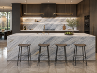 Dalles de marbre Calacatta Bluette pour panneaux à motifs, îlots de cuisine, dessus de table à manger, murs de douche, dessus de meuble-lavabo de salle de bain