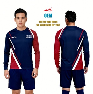 Kaos Lengan Panjang Sepak Bola Basket Pemanasan Grosir Seragam Sepak Bola Remaja dan Dewasa Pakaian Olahraga Retro Jersey Latihan - Product Image 2