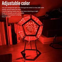 Lampe d'ambiance LED moderne à brancher, avec télécommande 2.4G et batterie, design moderne, ciel étoilé nocturne créatif et cool, rythme de la nuit, dodécaèdre