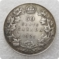 Réplica de Moneda Canadiense Antigua de 1921, 50 Centavos de Canadá, Serie Rey Jorge V, Regalos de Recuerdo