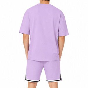 Customized Casual 100% Cotton Two Piece <b>Men</b> T Shirt <b>Shorts</b> Set Summer Outfit <b>Slim</b> <b>Fit</b> Breathable Comfortable Plain <b>Men</b> Twin Set - Product Image 3