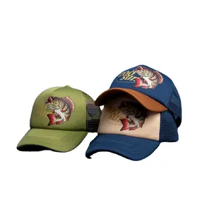 Высококачественная пена на заказ, 5 панелей, объемная сетка с объемным принтом логотипа, застежка на заднюю крышку грузовика, хлопковая двухцветная шляпа Gorras, оптовая продажа, шляпы для Дальнобойщика