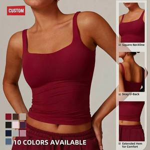 Fashion Gym <strong>Vest</strong> Women Great Stretchy Double Layer Yoga <strong>Tops</strong> <strong>With</strong> <strong>Built</strong> <strong>in</strong> <strong>Bra</strong> Private Custom Label Quick Dry Gym Yoga Wear - Product Image 1