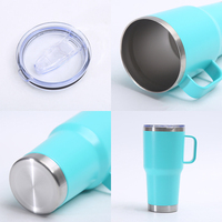 Vaso Térmico Personalizado de 30 oz con Asa, Taza de Viaje de Acero Inoxidable, Aislamiento al Vacío con Tapa Hermética, Botella de Agua para Exteriores