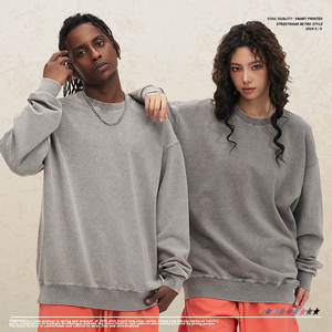 450g <span class=keywords><strong>felpe</strong></span> con Logo personalizzato in cotone 100% pesante con Logo lavato a girocollo <span class=keywords><strong>felpe</strong></span> da <span class=keywords><strong>uomo</strong></span> con marchio Vintage OEM - Product Image 6