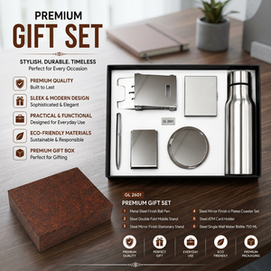 <b>10</b>-Piece Steel Corporate <b>Gift</b> Set Ball Pen Mobile Stand Card Holder Stationery 750ml Stainless Steel Water Bottle-Olivia GL 2601 - Product Image 5