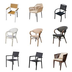 Juego de tronas de malla de ratán impermeable de aluminio para exteriores, balcón, jardín, Patio, cafetería, restaurante y muebles de bistró - Product Image 5