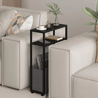 Table basse moderne avec structure métallique, plateau en pierre et rangement à 2 niveaux, pliable, mobilier de salon, design élégant de table d'appoint