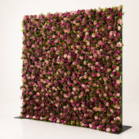 Mur de fleurs artificielles en forme de feuille de rose rose 8x8 pieds, en tissu de soie plastique, pour mariage, Noël - Utilisation intérieure/extérieure