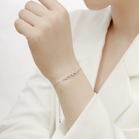 Joyería Fina, Pulsera de Cadena con Forma de Hoja de Plata de Ley 925 Chapada en Circonita para Mujer