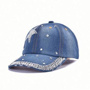Casquettes de baseball en jean pour femmes, vente en gros, avec strass scintillants - Product Image 5