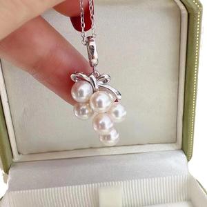 Pendentif en argent S925, accessoire de bricolage avec collier en jade en forme de raisin et perles rondes de 4-5 mm, 31038, perle charmante - Product Image 5