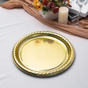 Assiettes rondes jetables en PS, finition laminée, couleurs or et <span class=keywords><strong>argent</strong></span> personnalisables pour mariage, fête, hôtel, événement, vaisselle - Product Image 5