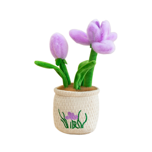 Pianta in Vaso di Peluche a Forma di Fiore di Iris Rosa, Morbida Decorazione Floreale Kawaii per la Casa, Regalo per Lei - Product Image 2