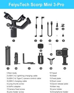 <span class=keywords><strong>FeiyuTech</strong></span> SCORP Mini-3-Pro 3-Axis Gimbal Estabilizador para 18m AI Tracking Mango remoto desmontable 4.4lbs Carga útil Gimbal - Product Image 5