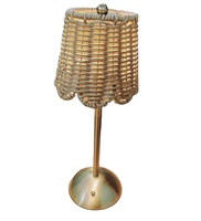Lampe de table d'hôtel en rotin synthétique, rechargeable, à intensité variable, avec commande tactile LED, abat-jour en rotin, alimentée par batterie pour la maison