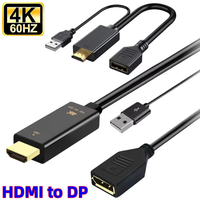 Cable Adaptador Convertidor USB HDTV Macho a DisplayPort Hembra 4k 60hz, HD a DP 4k con Alimentación USB para PC, Laptop, Proyector HD