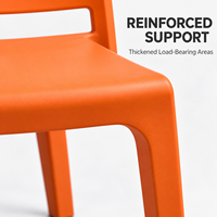 Chaise de salle à manger en plastique PP orange, monobloc, sans accoudoirs, avec dossier incurvé, pour jardin, terrasse, café, restaurant, mobilier d'extérieur