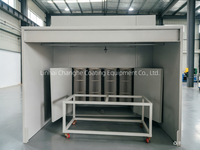 Cabine de peinture électrostatique à poudre double usage avec contrôle PLC, chariot à suspension en acier, cabine de pulvérisation industrielle pour métaux