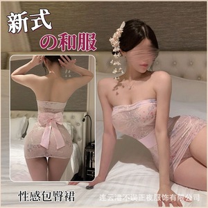 Chemise de nuit sexy pour femmes, style pur et séduisant, ensemble uniforme qqny, ceinture de style ancien et jupe moulante. - Product Image 2
