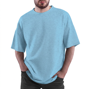 Camiseta Unisex Azul Claro 100% Algodón de Manga Corta con Cuello Redondo, Estilo Casual Holgado, Tejido con Logotipo Frontal, Ecológica - Product Image 2
