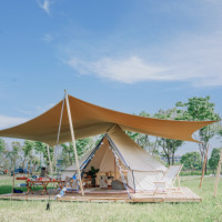 Vente en gros tente cloche imperméable en coton pour plancher de bois 5m tentes yourte de camping en plein air mongole de luxe