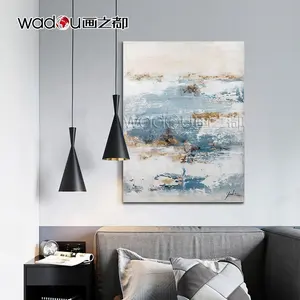 3d wall modern custom hand art work painting big living room abstract oil painting gold on the wall