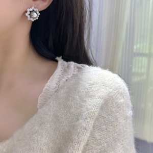 SGARIT Tendance DIY Bijoux S925 Argent <span class=keywords><strong>10</strong></span>-11mm Fleur Aurora Gris Naturel <span class=keywords><strong>Tahiti</strong></span> Eau De Mer Ronde Perle Boucles D'oreilles Bijoux - Product Image 6