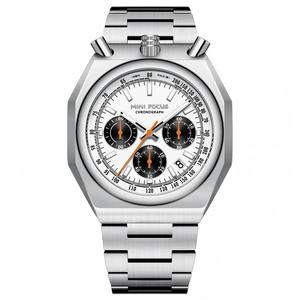 Reloj de Pulsera Deportivo para Hombre, de Acero Inoxidable, con Cronógrafo de Cuarzo, Tono Plateado - Product Image 2
