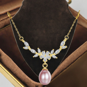 Collar con Colgante de Perla de Agua Dulce <span class=keywords><strong>100</strong></span>% Natural, Collar con Colgante de Perla Redonda de Alta Calidad en Plata de Ley - Product Image 3