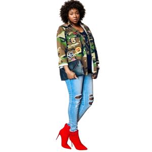 Vestes et manteaux pour femmes tendance, style camouflage, broderies, poches, streetwear - Product Image 1