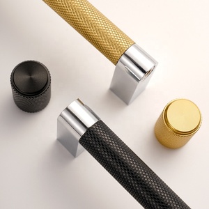 Santaya Knurled Carved Aluminum Alloy Gold/<strong>Black</strong> Drawer Handles Cupboard Wardrobe <strong>Door</strong> Long Pulls Furniture Cabinet T-Bar <strong>Knobs</strong> - Product Image 4