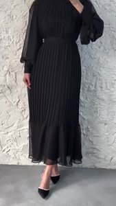 2023 femmes musulmanes Robe de soirée Abaya dubaï femmes caftans soirée robes plissées <span class=keywords><strong>maroc</strong></span> Islam Robe Femme Musulmane Vestidos - Product Image 4