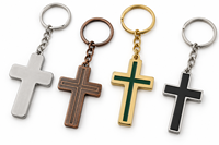 Lot de porte-clés en métal personnalisés avec breloques croix colorées, logo sur mesure, cadeau souvenir en gros, fabricant OEM ODM en vrac