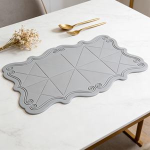 แผ่นรองจานกันน้ำลายลูกไม้ลายนูนรูปสี่เหลี่ยมผืนผ้าลดราคาพิเศษ แผ่นรองจานซิลิโคนแบบกำหนดเองสำหรับโต๊ะอาหารในครัว - Product Image 2