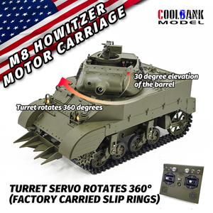 1/16 RC réservoir seconde <span class=keywords><strong>guerre</strong></span> <span class=keywords><strong>mondiale</strong></span> réservoir US M8 comment Itzer moteur chariot avec fumée tourelle Rotation 360 ° Tempo adulte enfants modèle réservoir - Product Image 4