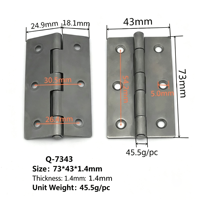 Charnière plate en fer de 73 mm (3 pouces) pour lit pliant, porte en bois, charnière de meuble soudable pour armoire