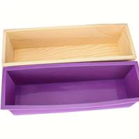 Moule rectangulaire en silicone avec boîte en bois et outil de moulage pour la fabrication de savon et les loisirs créatifs