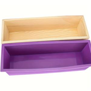 <b>Silicone</b> Rectangular Mold, Used for Soap Making and DIY Craft Supplies, with Wooden Box Bread Mold <b>Tool</b> - Product Image 4