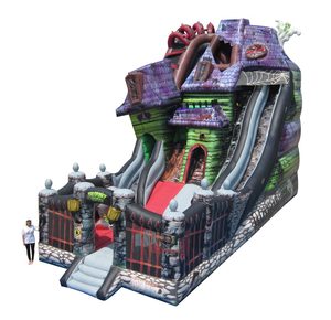 Casa Inflable de Terror para Halloween, Diseño de Mansión Espeluznante, Tobogán Grande, Material de PVC Ecológico, Capacidad para 12 Personas, para Exteriores - Product Image 1