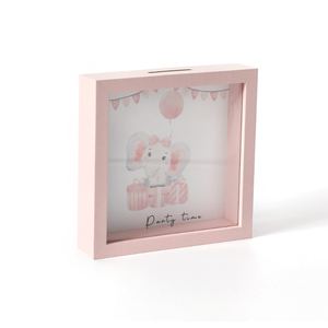 Salvadanaio <span class=keywords><strong>in</strong></span> Legno a Forma di Elefante per Bambini, Design per Feste, Contenitore per Monete, Decorazione per la Casa, Salvadanaio Quadrato con Fronte <span class=keywords><strong>in</strong></span> Vetro - Product Image 1