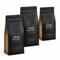 Sachet de café à fond plat de 500g avec valve, scellé sur huit côtés, en aluminium laminé, pour le stockage des grains de café, marque privée