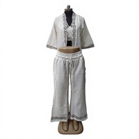 Ensemble 3 pièces en coton chanvre 100% style bohème chic vintage, blanc, taille unique, robe élégante décontractée, vente en gros de vêtements indiens hippie