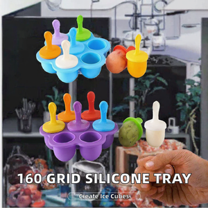 Moule à sucettes glacées réutilisable en silicone, 7 cavités, pour la préparation de desserts glacés, avec bâtonnets, outil de cuisine DIY - Product Image 2
