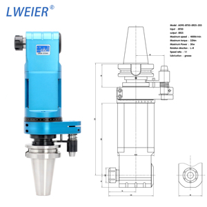 Cabezal Angular Extendido LWEIER AG90-BT50-ER25-203 para Fresado Lateral, Taladrado y Roscado en Centros de Mecanizado - Product Image 1